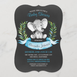 Chalkboard Wasserfarbe Elephant Boy Baby Dusche Einladung