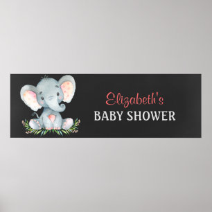 Chalkboard Wasserfarbe Elephant Boy Baby Dusche Poster