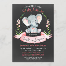 Chalkboard Wasserfarbe Elephant Girl Baby Dusche