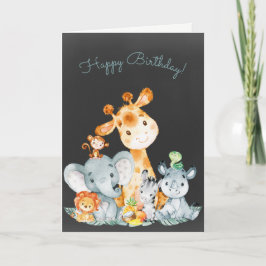 Chalkboard Wasserfarbe Niedliche Jungle Tiere Gebu Karte