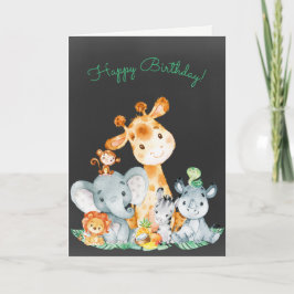 Chalkboard Wasserfarbe Niedliche Jungle Tiere Gebu Karte