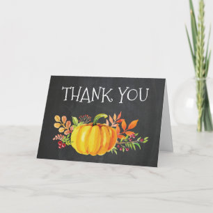 Chalkboard Wasserfarbe Pumpkin Fall Danke Karte