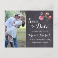 Chalkboard Wasserfarben-Blume Save the Date