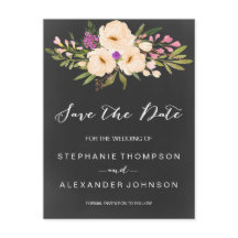 Chalkboard Wasserfarbenanemonen Save the Date