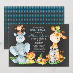 Chalkboard Watercol Niedlich Safari Jungle Baby Du Einladung