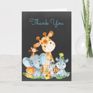 Chalkboard Watercol Niedliche Jungle-Tiere Vielen Karte