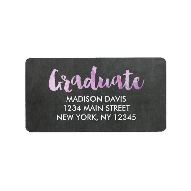 Chalkboard Watercolor Abschluss Address Labels Adressaufkleber (Vorne)