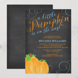 Chalkboard Watercolor Pumpkin Boy Babydusche Einladung