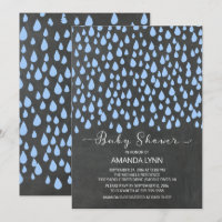Chalkboard Watercolor Raindrops Boys Baby Dusche