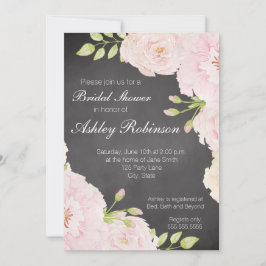 Chalkboard Watercolor-Rose Brautparty Einladung