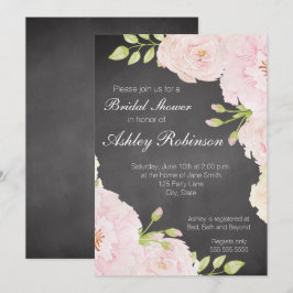 Chalkboard Watercolor-Rose Brautparty Einladung