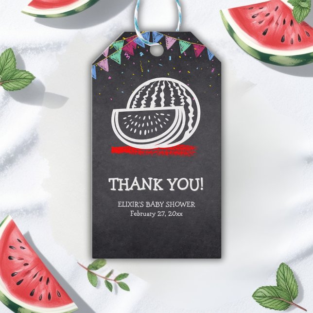 Chalkboard Watermelon Zeichnend Kinderdusche Geschenkanhänger (Von Creator hochgeladen)