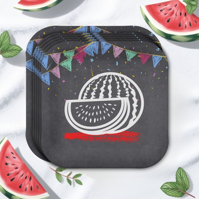 Chalkboard Watermelon Zeichnend Kinderdusche Pappteller (Von Creator hochgeladen)