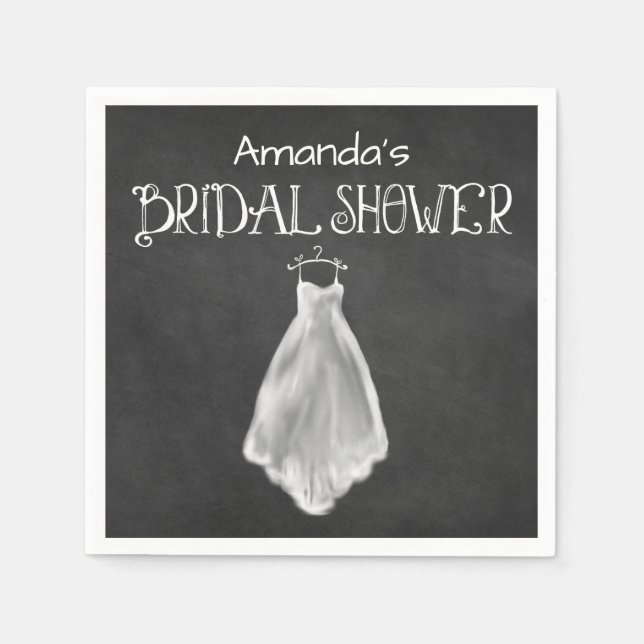 Chalkboard Wedding Dress Brautparty Napkins Serviette (Vorderseite)