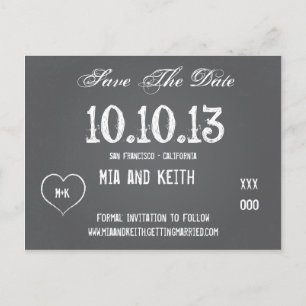Chalkboard Wedding Enregistrer La Date Carte Posta