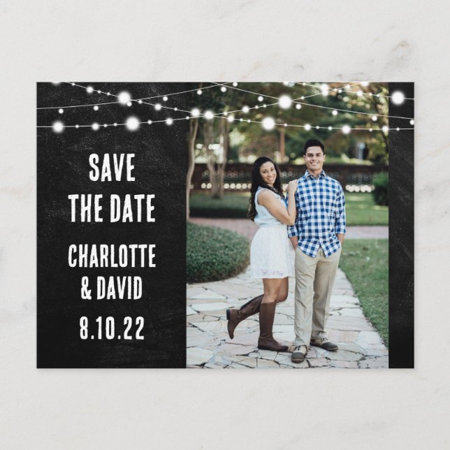 Chalkboard Wedding Enregistrer La Date Photo Carte (Devant)