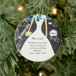 Chalkboard Wedding Gown Bridesmaid Geschenke Keramik Ornament