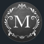 Chalkboard Wedding Monogram Kreisllar Sticker<br><div class="desc">Customize with your Monogram and background to match your event; Click "Customize It" to remove background image and choose your own custom color. Please Kontakt mit mir with any anfragen or special requests.</div>