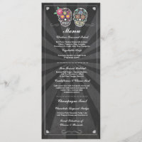 Chalkboard Wedding Party Menu für Sugar Skulls