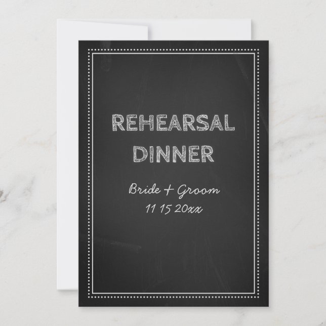 Chalkboard Wedding Probe Dinner Party Einladung (Vorderseite)