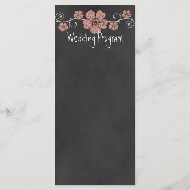Chalkboard Wedding Program Card für Wild Peach Ros Programm (Vorderseite)