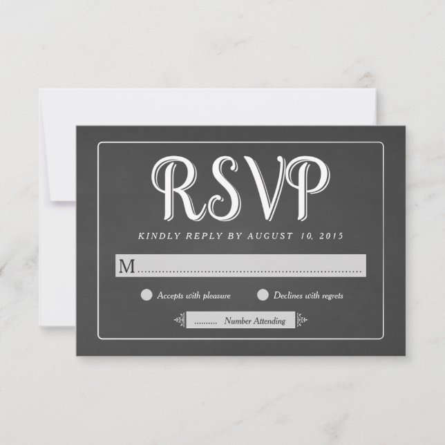 Chalkboard Wedding RSVP - Basic Response Cards Karte (Vorderseite)