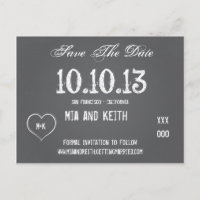 Chalkboard Wedding Save the Date Postcard