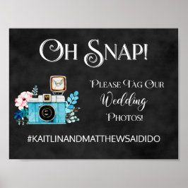 Chalkboard Wedding Sign Fotos Hashtag Poster
