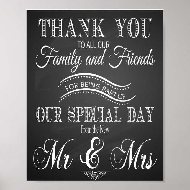 Chalkboard Wedding Thank You print Poster (Vorne)