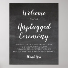Chalkboard Wedding Unplugged Zeremony Signs Poster