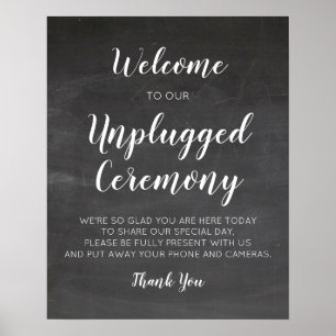 Chalkboard Wedding Unplugged Zeremony Signs Poster