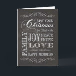 Chalkboard - Weihnachten gefüllt mit der Hoffnung<br><div class="desc">Trendy Chalkboard Weihnachtskarte,  die lautet,  Mai Ihre Weihnachten gefüllt mit Freude,  Frieden,  Hoffnung,  Familie,  Liebe und viele glückliche Erinnerungen. von Simply Put von Robn entworfen; Ober- und Unterschmuck von Free Fotoshop Org.</div>