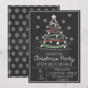 Chalkboard Whimsical Weihnachtsbaum Feiertag Party Einladung