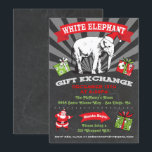 Chalkboard White Elephant Gift Exchange Einladung<br><div class="desc">Chalkboard White Elephant Geschenk Exchange Einweihung Super Fun Weihnachtsgeschenk Austausch Party Einladungen mit dem Alten Weihnachtsmann und Vintag Elephant Clip Art mit großartigen Grafiken und Schriftartes auf einem chalkboard Hintergrund in einem Poster-Stil getan. Ideal für Ihre coole und angesagte Weihnachtsfeier der Weißen Elefanten.</div>