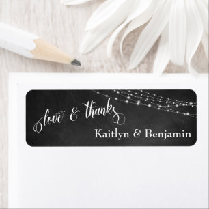 Chalkboard, White Light Strings Liebe & Danke