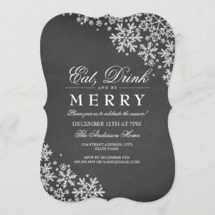 Chalkboard White Snowflake Weihnachts-Party laden Einladung