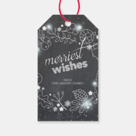 Chalkboard Winter Botanischer Weihnachtsurlaub Geschenkanhänger
