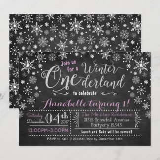 Chalkboard Winter ONEderland Einladung zum Geburts