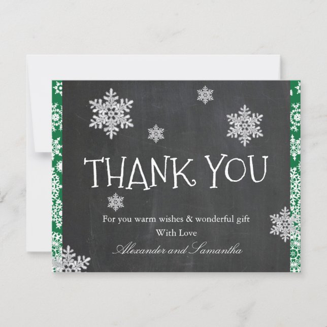 Chalkboard Winter Snowflake Danke Karte (Vorderseite)
