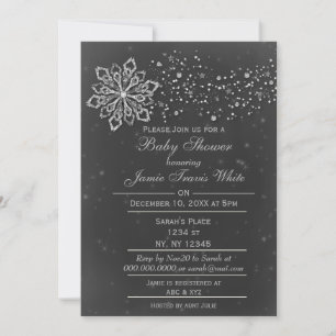 Chalkboard Winter unisex Baby shower Invitation