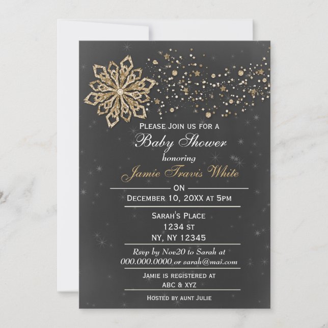 Chalkboard Winter unisex Baby shower Invitation (Devant)
