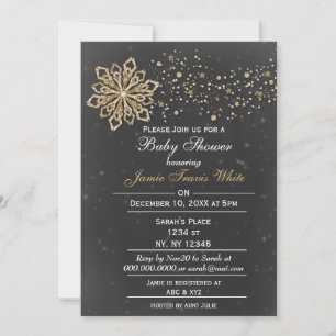 Chalkboard Winter unisex Baby shower Invitation