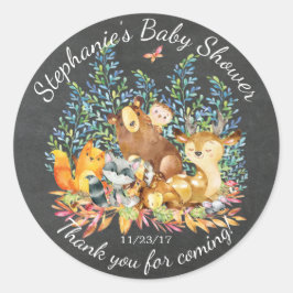 Chalkboard Woodland Baby Showsticker Runder Aufkleber