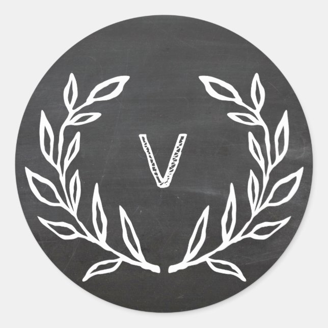 Chalkboard Wreath Holiday Siegel Runder Aufkleber (Vorderseite)