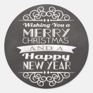 Chalkboard wünscht Ihnen frohe Weihnachtsrunde Runder Aufkleber