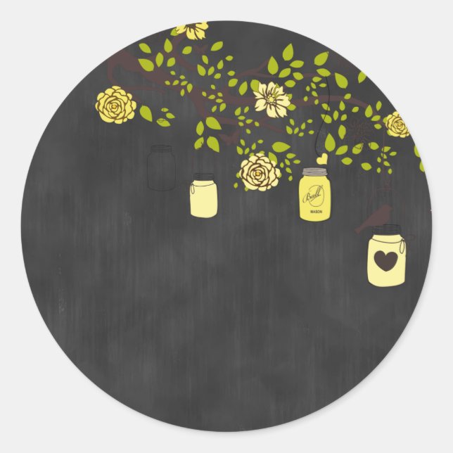 Chalkboard Yellow Mason Jar Sticker (Vorderseite)