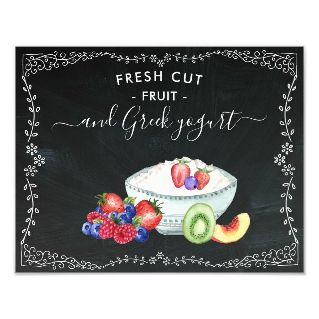 Chalkboard-Zeichen für Obst und Jogurt Fotodruck (Vorne)