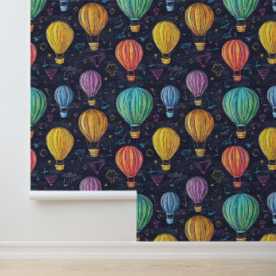 Chalkboard Zeichnungen farbenfrohe Heißluftballon Tapete