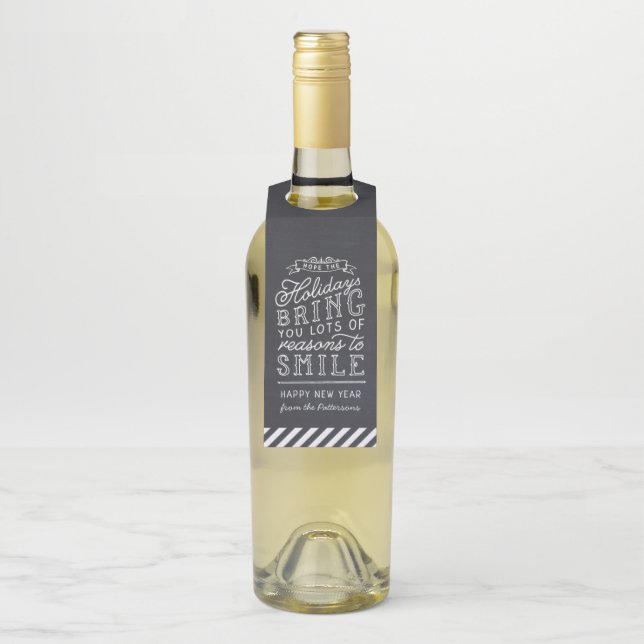 Chalkboardbriefe Personalisiert glücklich Neues Ja Flaschenanhänger (Auf Flasche)