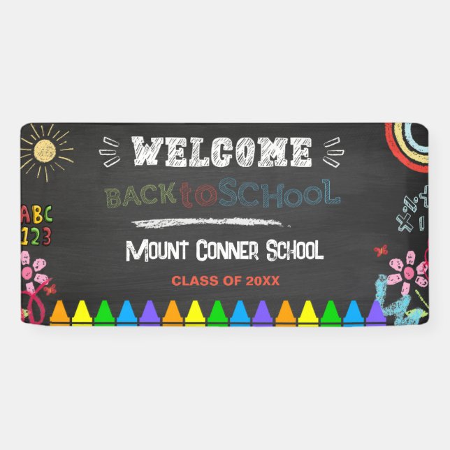Chalkbord Bienvenue Retour À L'École Bannière Roug (Horizontal)